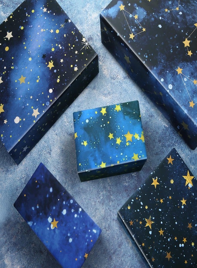 Boerni Galaxy Wrapping Paper, 6 Sheets 20x27 Inches Starry Sky Gift Wrap for Birthday, Holiday, Christmas, Folded Flat Watercolor Space Art Paper for Gift Packaging, Party Decor - Image 5